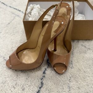 Christian Louboutin Blush Peep-Toe Heels Gama Talin 120mm